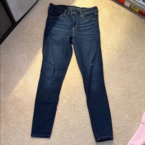 American Eagle Outfitters Women's Dark Wash Skinny Jeans Size 10 Long